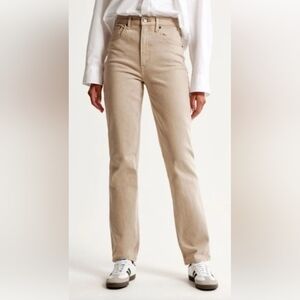 Ambercrombie & Fitch 90's Straight Ultra High Rise Oat Denim Size 32 Long 14L